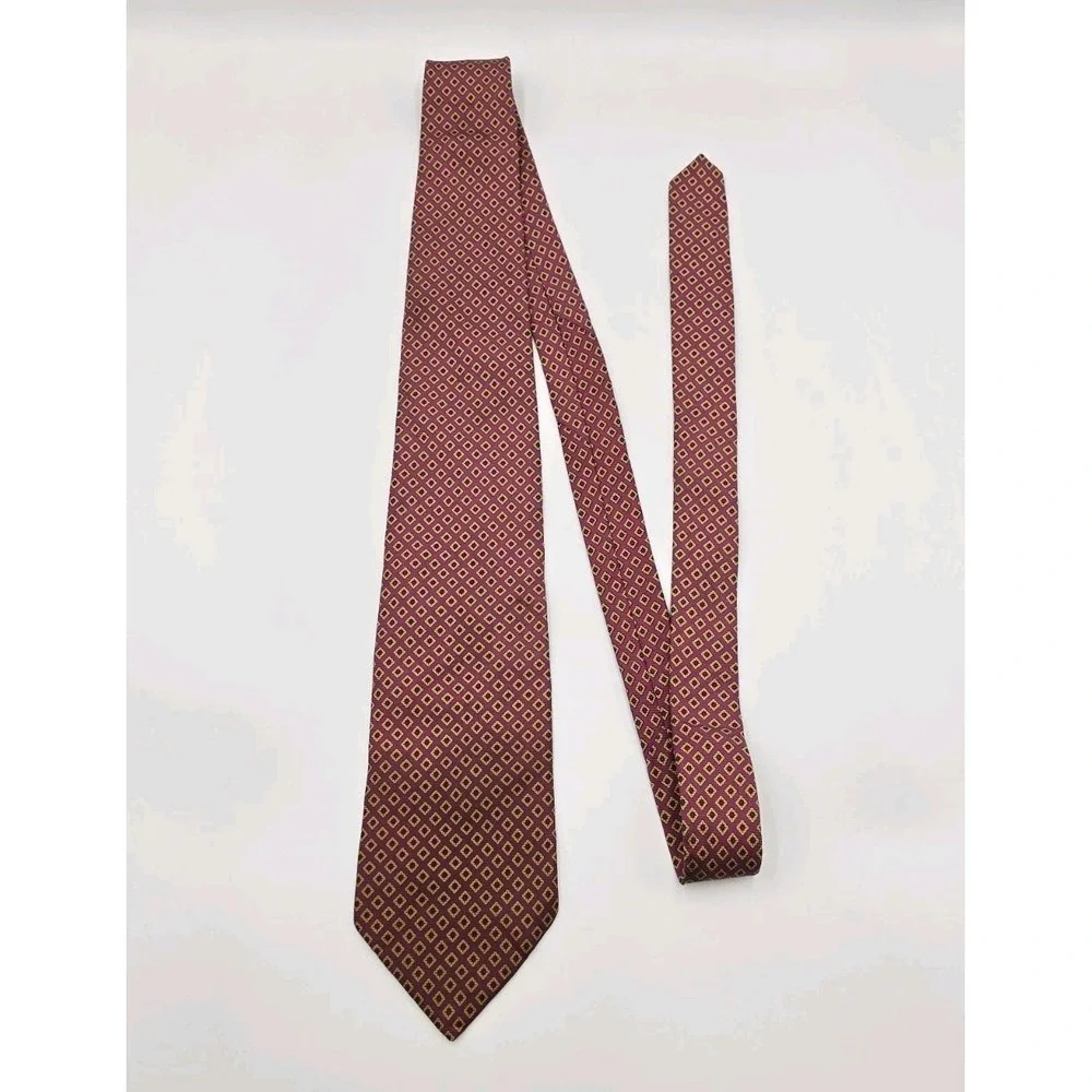 Brooks Brothers Makers 100% Silk Tie Purple Maroon Gold Diamond Necktie‎